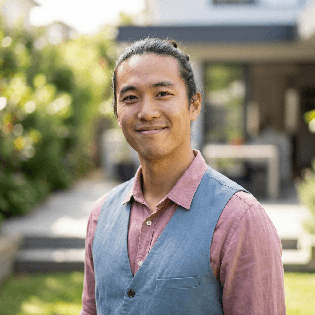 Marcus Chen, male project manager in his mid 30s, East Asian, confident professional demeanor appropriate for corporate client