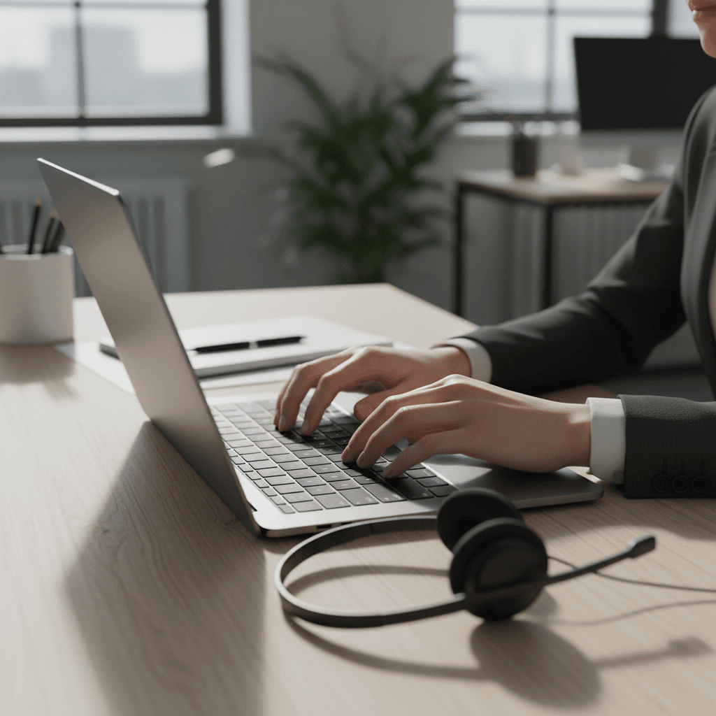 Customer support agent assisting a client over the phone
